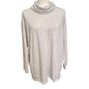 J. Jill Sweater Women L Pure Jill Beige Cowl Mock Neck Long Sleeve Pockets Tunic